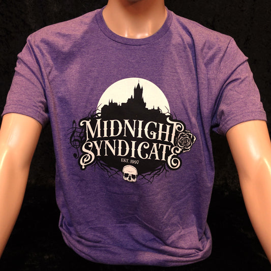 Midnight Syndicate purple heather t-shirt (alternate logo)