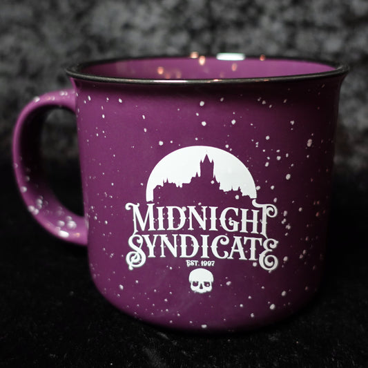 Midnight Syndicate purple campfire mug (alternate logo)